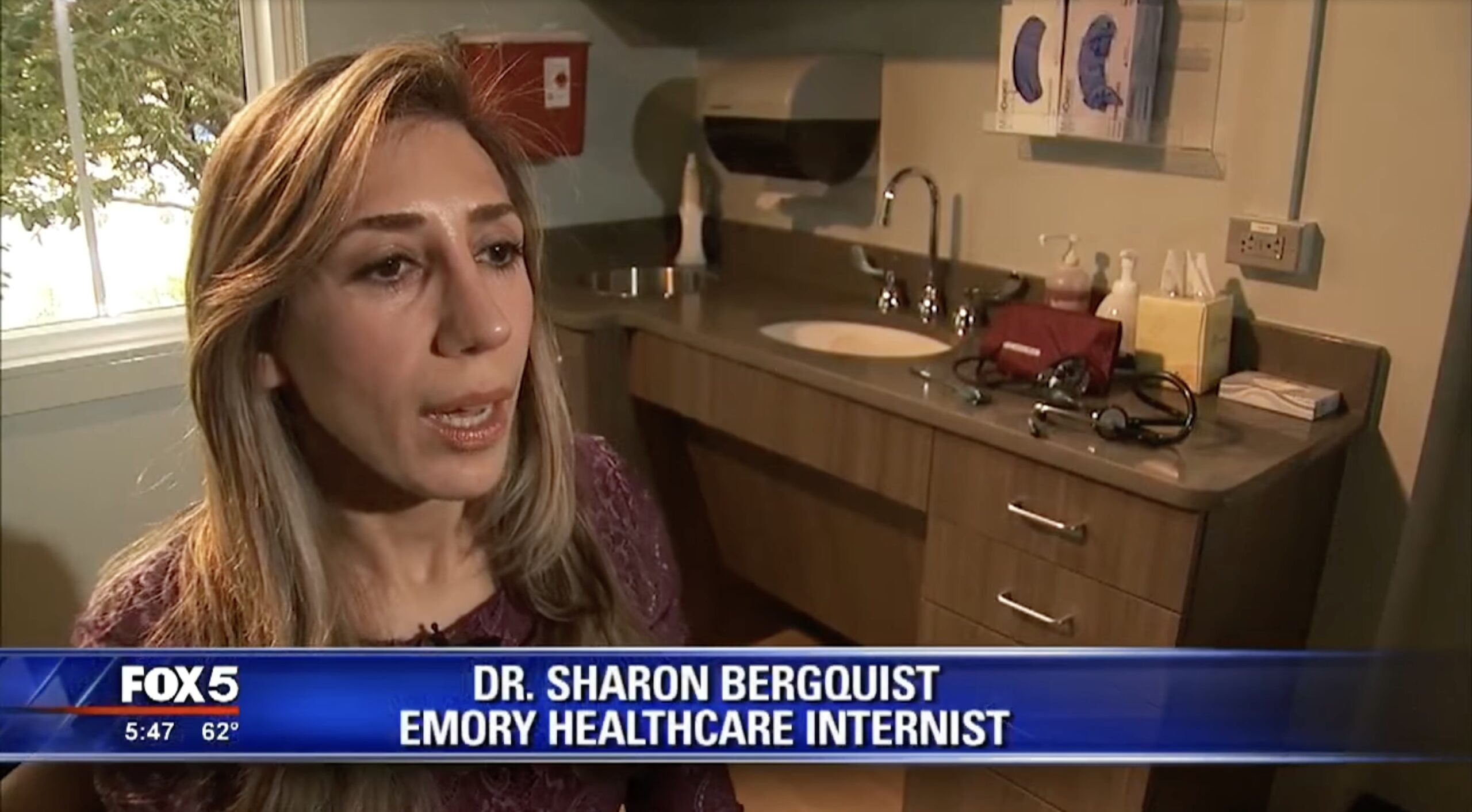 photo of Dr. Sharon Bergquist talking on Fox 5 News how you should learn about families health